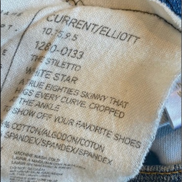 Current/Elliott The Stiletto White Star Skinny Mid-Low Rise Jeans 27 EUC - Picture 16 of 16
